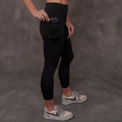 Black Diamond Mid-Calf Leggings back view