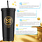 Woman modelling SJ Luxury Stainless Steel Straw Cup