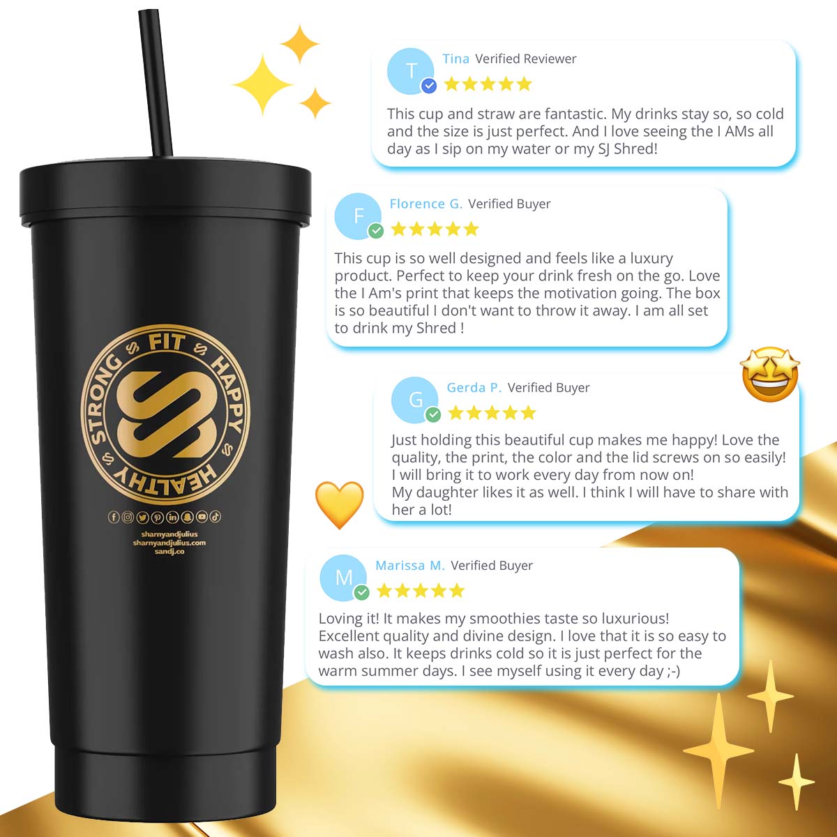 SJ Luxury Stainless Steel Straw Cup – S and J Luxury Fitness
