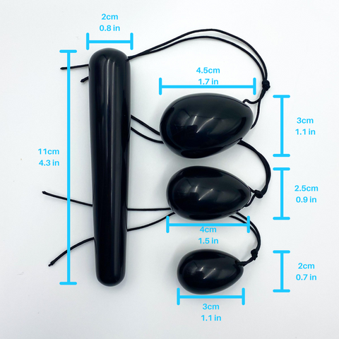 SJ Premium Genuine Obsidian Egg and Wand Set size chart and measurements