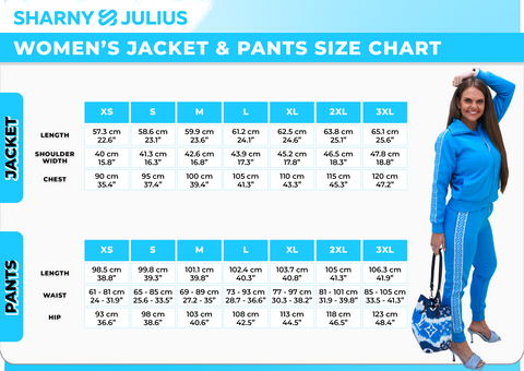 SJ GlitterRibbon Tracksuit Women size chart and measurements