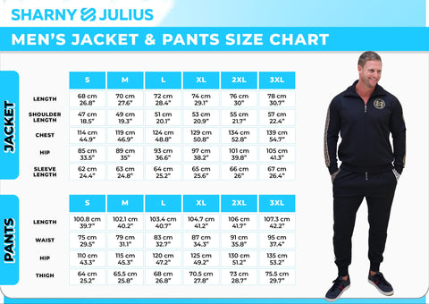 SJ GlitterRibbon Tracksuit Unisex size chart and measurements