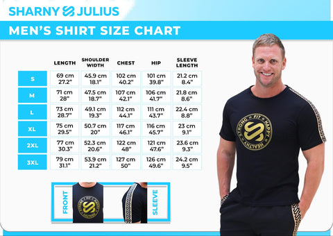 SJ GlitterRibbon Unisex Tee size chart and measurements